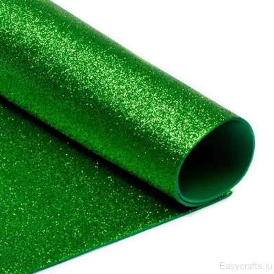 Фоамиран глиттерный  2 мм. 20х30 см "Зеленый"