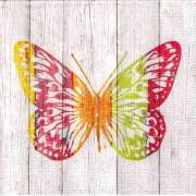 Салфетка для декупажа "Разноцветная бабочка на доске" 33х33 см
