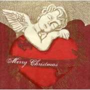 Салфетка для декупажа "Рождественский ангел с сердцем" 33х33 см