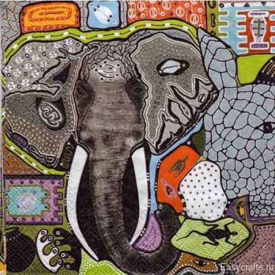 Салфетка для декупажа "Слон, Африка" 33х33 см