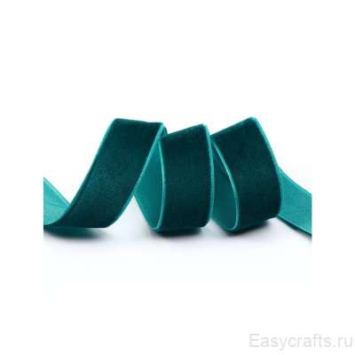 Лента бархатная 20 мм "Бирюза темная" (фасовка 3 метра)