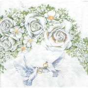 Салфетка для декупажа "Свадебные голубки с розами" 33х33 см