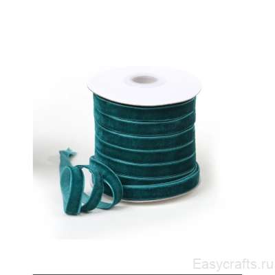 Лента бархатная 10 мм "Бирюзово-зеленый" (фасовка 3 метра)