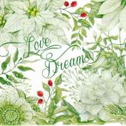 Салфетка для декупажа "Белые цветы, любовь и мечты" 33х33 см