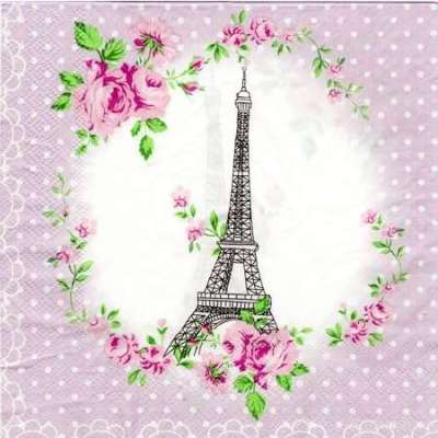 Салфетка для декупажа "Париж в розовой кайме" 33х33 см