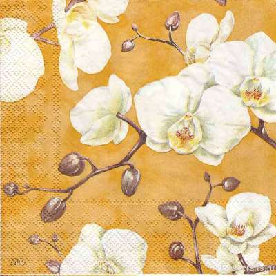 Салфетка для декупажа "Орхидея оранж" 33х33 см