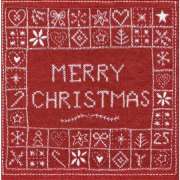 Салфетка для декупажа "Merry christmas  красная вышивка малая" 25х25 см
