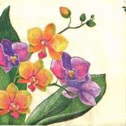 Салфетка для декупажа "Фиолетовые орхидеи" 33х33 см