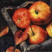Салфетка для декупажа "Осенние яблочки на черном" 33х33 см