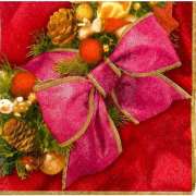 Cалфетка для декупажа "Новогодний венок с бантом красный" 25х25 см