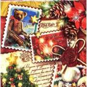 Салфетка для декупажа "Новогодние марки" 33х33 см