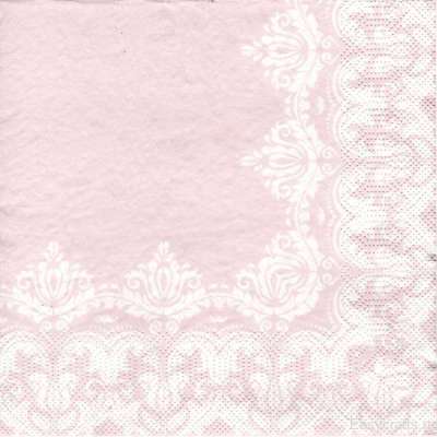 Салфетка для декупажа "Розовое кружево уголок" 33х33 см