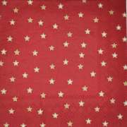 Салфетка для декупажа "Звезды белые и золотистые на красном" 33х33 см