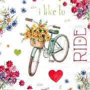 Салфетка для декупажа "Велосипед с корзиной цветов" 33х33 см