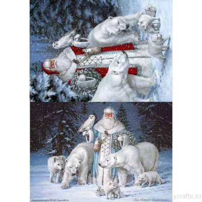Промо Промо декупажная бумага "Дед Мороз с медведями"