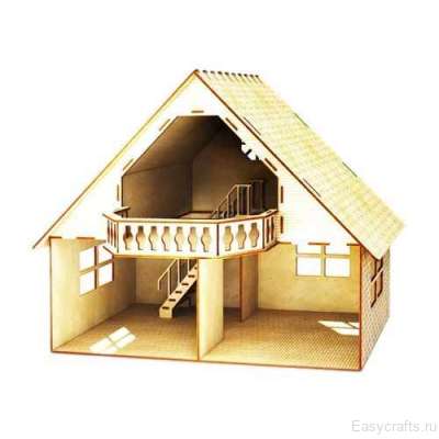 Кукольный домик с мансардой и балконом 44х29х35 см