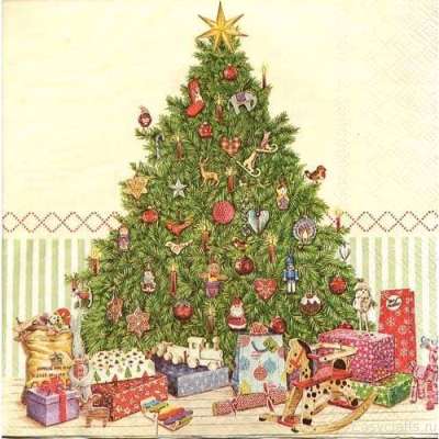 Салфетка для декупажа "Рождественское дерево платочек" 21х21 см