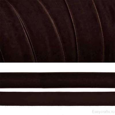 Лента бархатная 20 мм "Темный коричневый" (фасовка 3 метра)