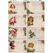 Декупажная бумага "Почтовые карточки на рождество"