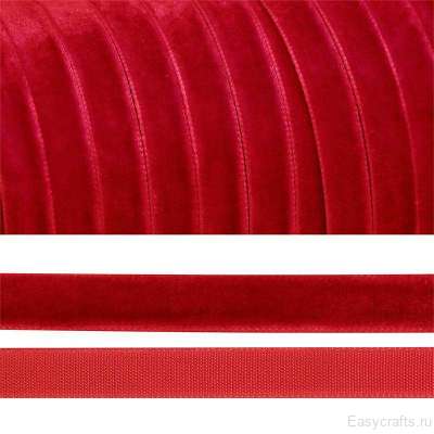 Лента бархатная 10 мм "Темный красный" (фасовка 3 метра)