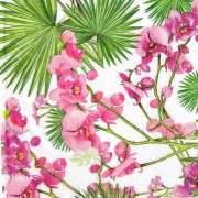 Салфетка для декупажа "Орхидеи и пальмовые листья" 33х33 см
