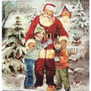Салфетка для декупажа "Санта с мальчишками" 33х33 см