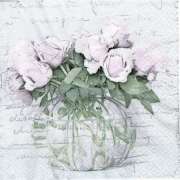 Салфетка для декупажа "Розы в прозрачной вазе" 33х33 см