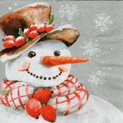 Салфетка для декупажа "Снеговик с морковкой"  33х33 см