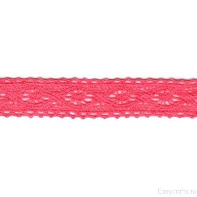 Кружево вязаное "Плетенка ярко-розовое" 1.2 см  (фасовка 2 метра)